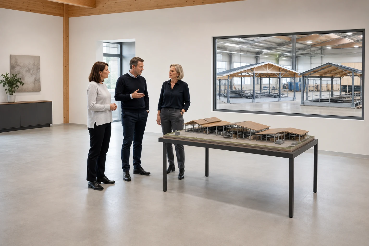 Unternehmer besprechen die Übernahme eines Stallbauunternehmens